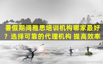 暑假期间雅思培训机构哪家最好？选择可靠的代理机构 提高效率